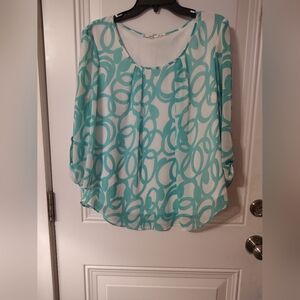 Sioni Aqua and White Blouse